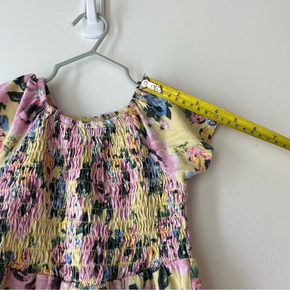 🌼 5/$25 Girls Floral Smocked Dress Size 4/5 Yellow Pink Blue Cotton Blend - Picture 8 of 11